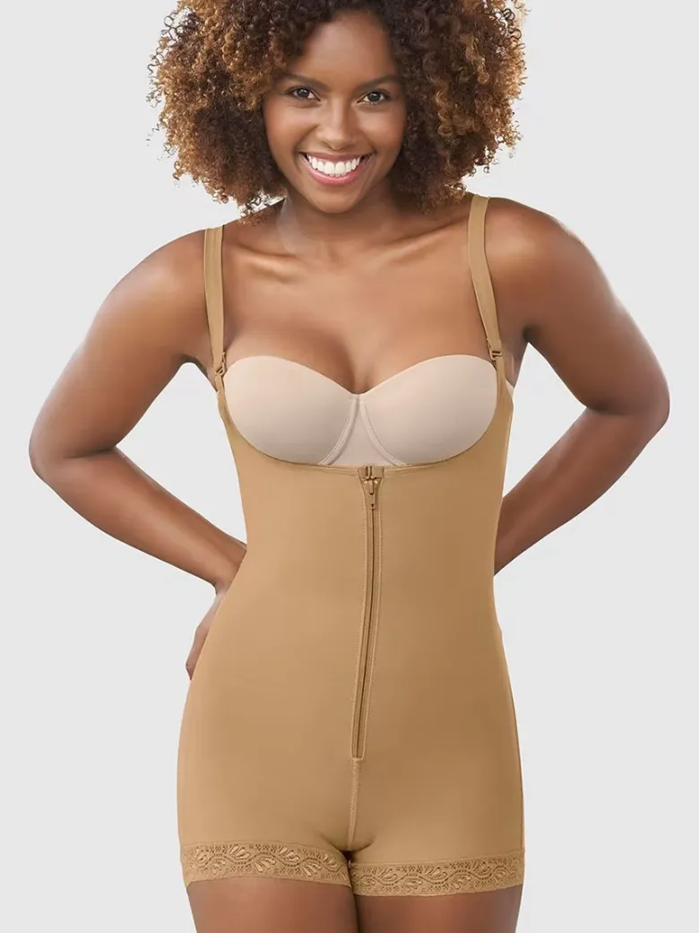 Body faja pantalón abierto compresión fuerte levanta glúteos Leonisa 018678N