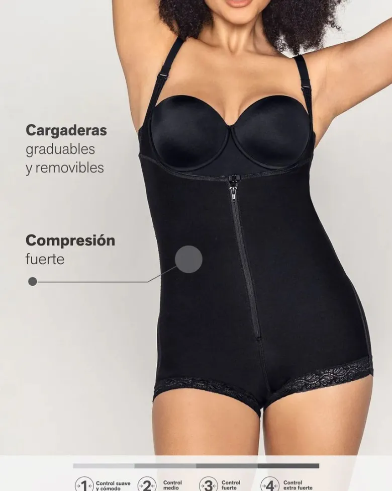 Body faja pantalón abierto compresión fuerte levanta glúteos Leonisa 018678N