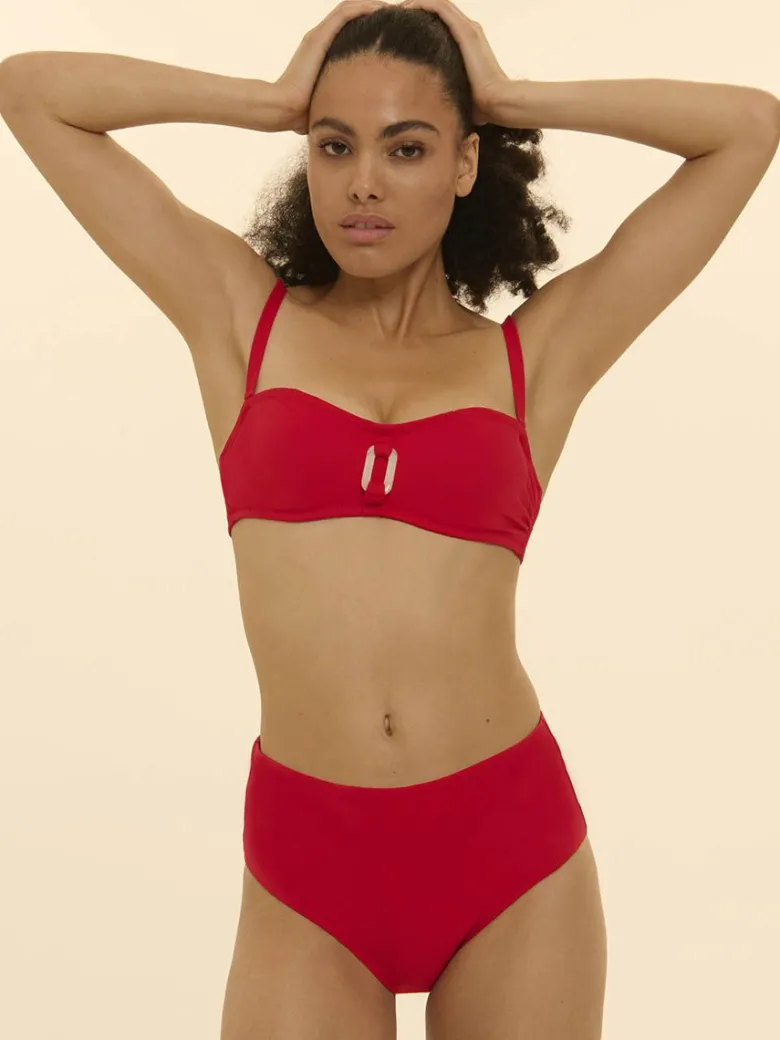 Parte de arriba Bikini Bandeau con aros Simone Perele Magnetic 1ELB31 Rojo